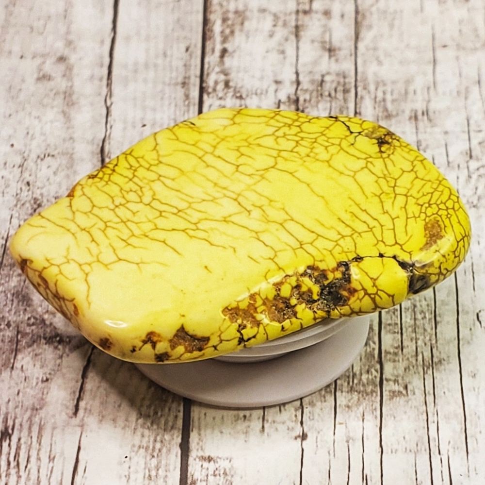 Yellow howlite slab stone popsocket accessory